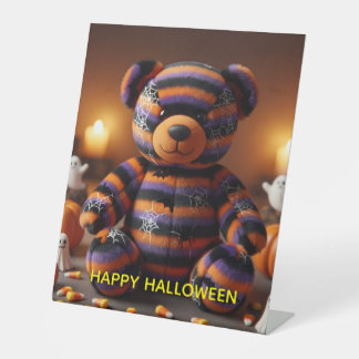 halloween bear pedestal sign