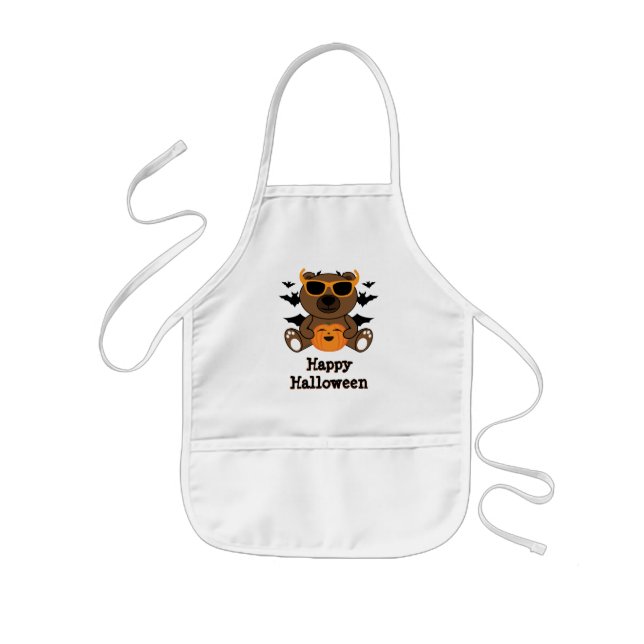 Halloween bear pumpkin Cool cute Personalize Kids' Apron (Front)