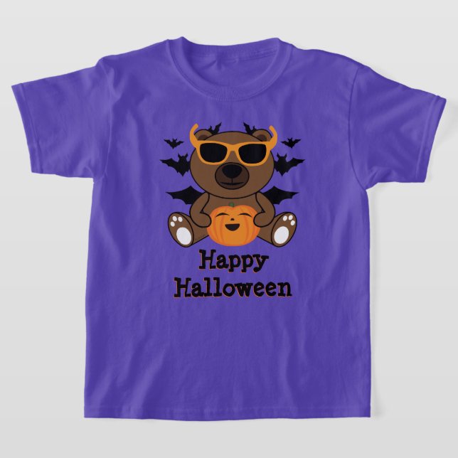 Halloween bear pumpkin Cool cute Personalize T-Shirt (Laydown)