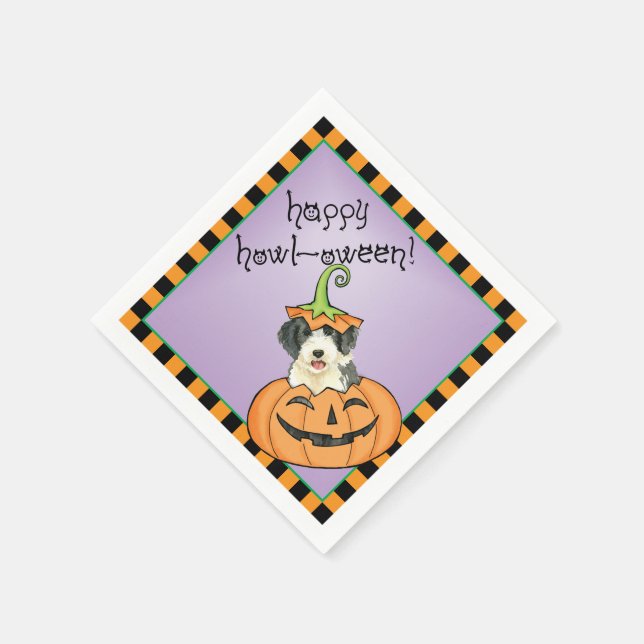 Halloween Bearded Collie Napkins (Corner)