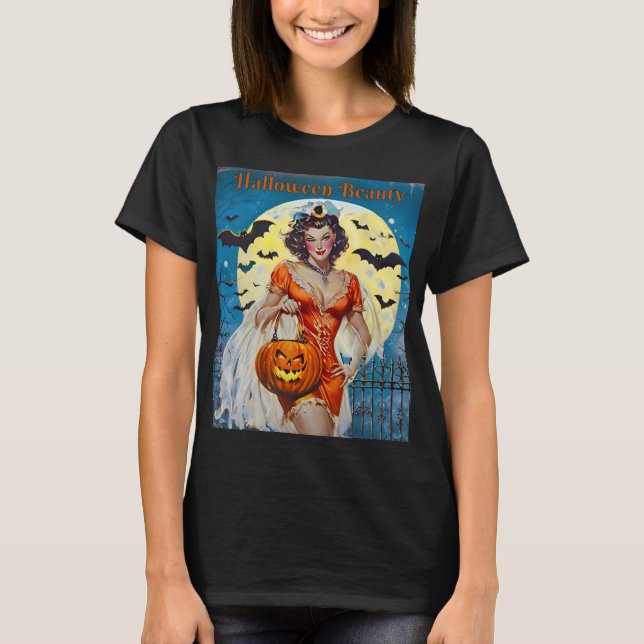 Halloween Beauty – Retro Pin-Up T-Shirt (Front)