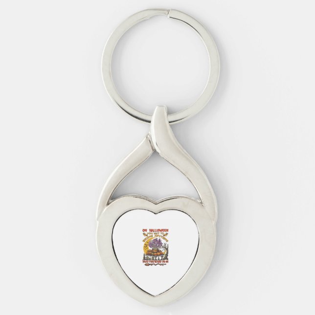 Halloween Become Anything Cauldron Cat Ghost Pumpk Keychain (Front)
