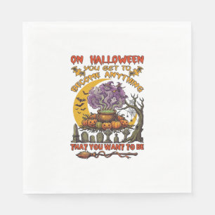 Halloween Become Anything Cauldron Cat Ghost Pumpk Napkins