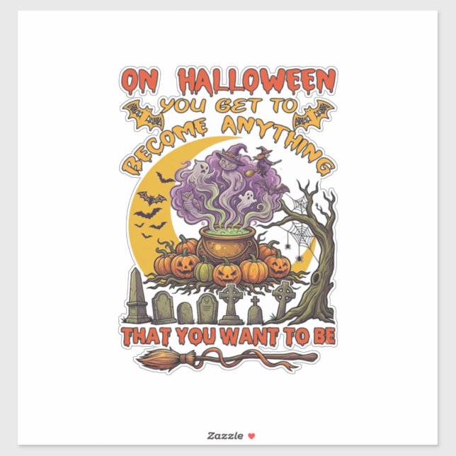 Halloween Become Anything Cauldron Cat Ghost Pumpk Sticker (Sheet)
