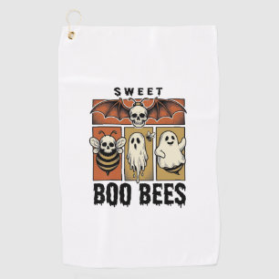 Halloween Bee Pun Vintage Engraving Ghost Bee Shir Golf Towel
