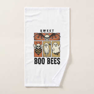 Halloween Bee Pun Vintage Engraving Ghost Bee Shir Hand Towel