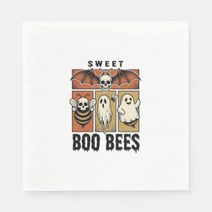 Halloween Bee Pun Vintage Engraving Ghost Bee Shir Napkins