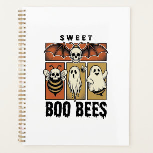 Halloween Bee Pun Vintage Engraving Ghost Bee Shir Planner