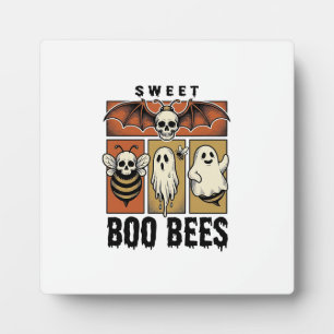 Halloween Bee Pun Vintage Engraving Ghost Bee Shir Plaque
