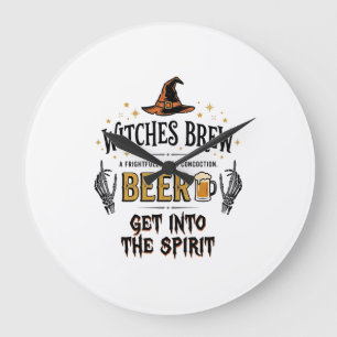 Halloween Beer Hocus Pocus Funny Vintage_1 Large Clock
