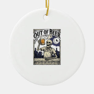 Halloween Beer Skeleton Vintage Party Ceramic Ornament