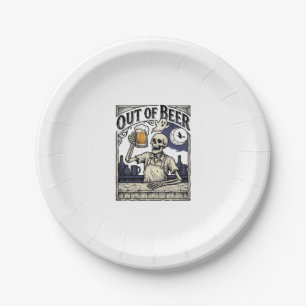 Halloween Beer Skeleton Vintage Party Paper Plates