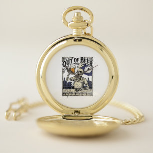Halloween Beer Skeleton Vintage Party Pocket Watch