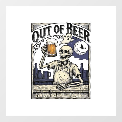 Halloween Beer Skeleton Vintage Party Window Cling