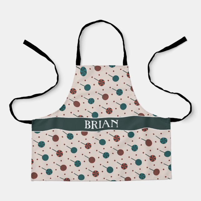 Halloween Beige Red Minimal Pattern Apron (Front)