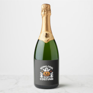Halloween Being Cool Is My Costume Ghost Design Sparkling Wine Label
