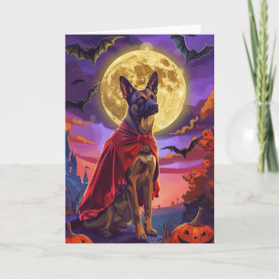 Halloween Belgian Malinoi Dog Pumpkins Scary Card