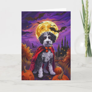 Halloween Bernedoodle Dog Pumpkins Scary  Card