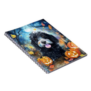 Halloween Bernedoodle With Pumpkins Scary Notebook
