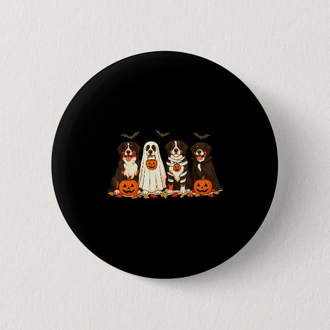 Halloween Bernese Mountain Dog Ghost Soky Bernese  Button (Front)