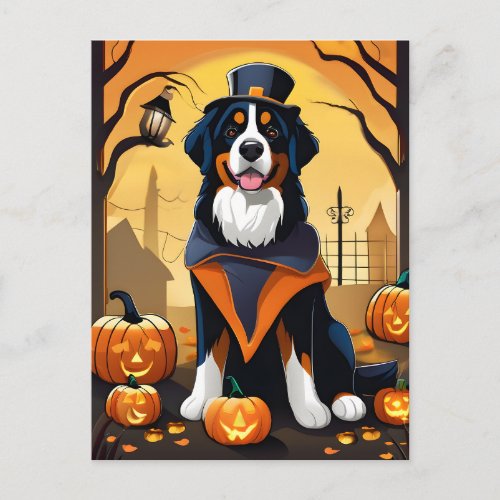 Halloween Bernese Mountain Dog Postcard