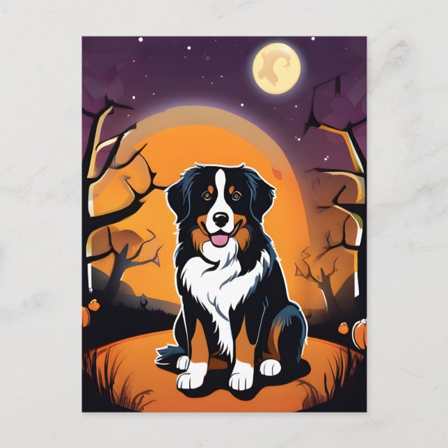 Halloween Bernese Mountain Dog Postcard (Front)