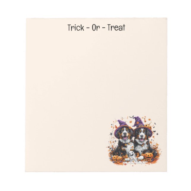 Halloween Bernese Mountain Dogs Witch Ghost Notepad (Front)