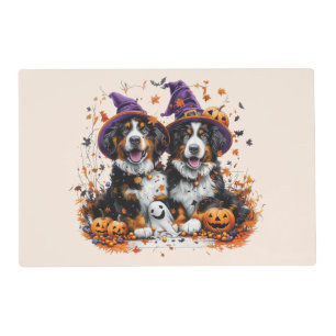 Halloween Bernese Mountain Dogs Witch Ghost Placemat