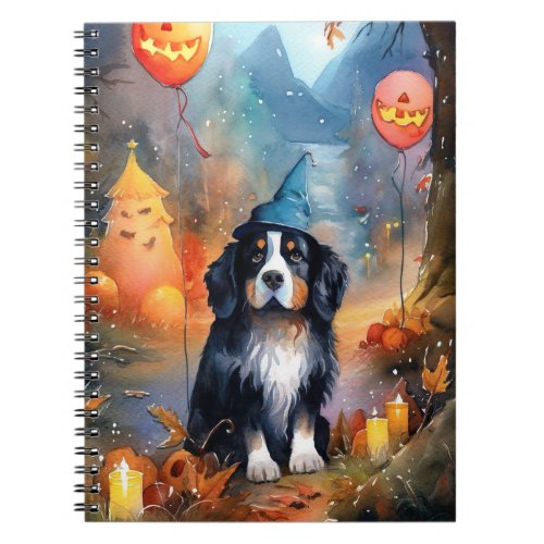 Halloween Bernese Mountain With Pumpkins Scary Notebook