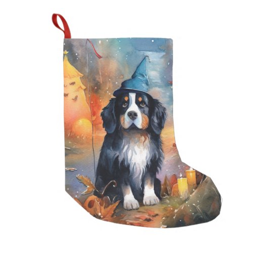 Halloween Bernese Mountain With Pumpkins Scary Small Christmas Stocking