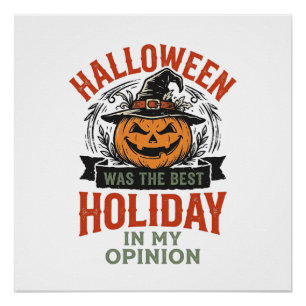 Halloween Best Holiday Vintage Pumpkin Shirt Desig Poster