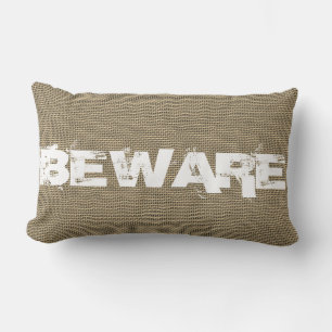 Halloween Beware Burlap Lumbar Pillow