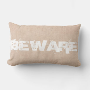 Halloween Beware Burlap Lumbar Pillow