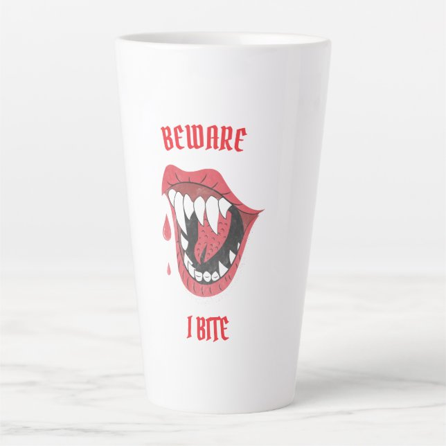 Halloween Beware I Bite Latte Mug (Front)