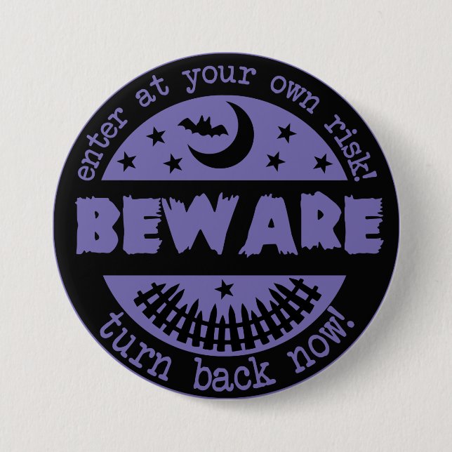 Halloween Beware Spooky Haunted House Button (Front)