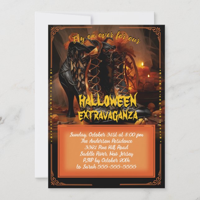 Halloween Bewitched Boots Invitation (Front)