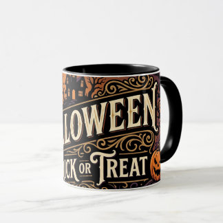 Halloween Bewitching Nights Witchy Black Cat Pumpk Mug