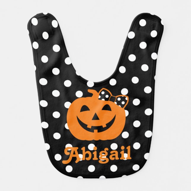 Halloween Bib Pumpkin Personalize Bib  Baby Girl (Front)
