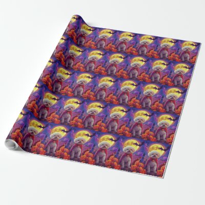 Halloween Bichon Frise Dog Pumpkins Scary  Wrapping Paper