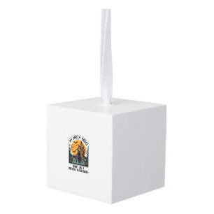 Halloween Bicycle Messenger Funny Witch Broom Brok Cube Ornament