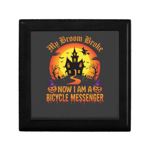 Halloween Bicycle Messenger Witch Broom Broke Desi Gift Box
