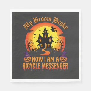 Halloween Bicycle Messenger Witch Broom Broke Desi Napkins