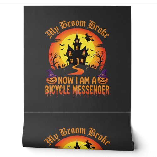 Halloween Bicycle Messenger Witch Broom Broke Desi Wallpaper