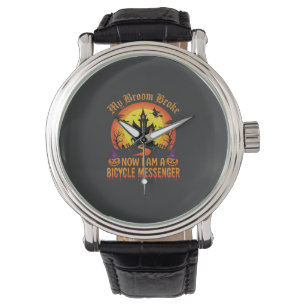 Halloween Bicycle Messenger Witch Broom Broke Desi Watch