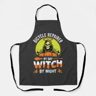 Halloween Bicycle Repairer By Day Witch By Night Apron