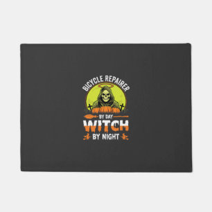 Halloween Bicycle Repairer By Day Witch By Night Doormat