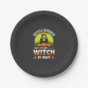 Halloween Bicycle Repairer By Day Witch By Night Paper Plates