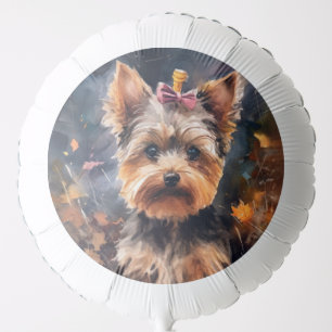 Halloween Biewer Terrier With Pumpkins Scary Balloon