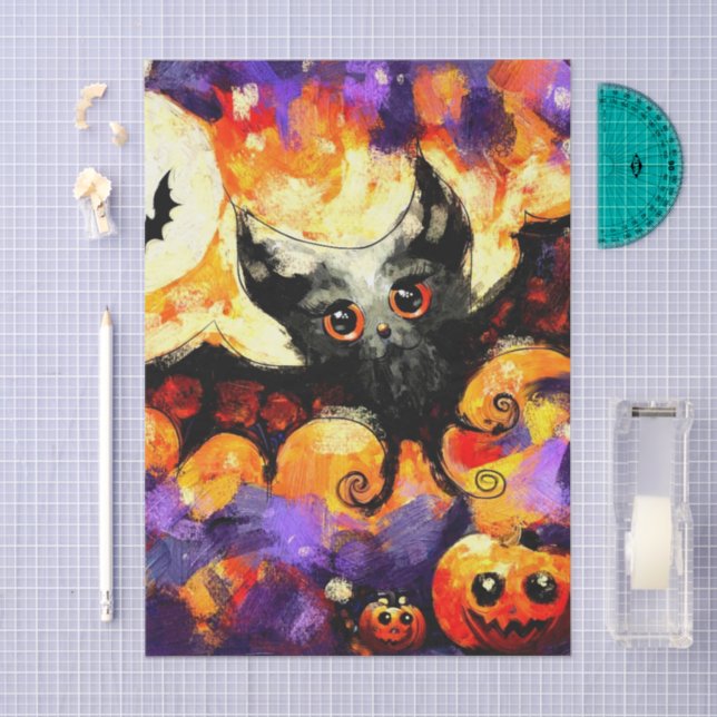 Halloween Big-Eye Bat Jack-o-Lantern Decoupage Tissue Paper (Craft)