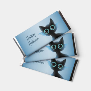 Halloween Big Eyes Black Blue Evil Cat Hershey Bar Favors